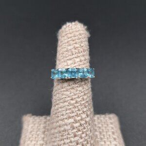 Size 5 Sterling Silver Swiss Blue Cubic Zirconia Gems Ring A7257